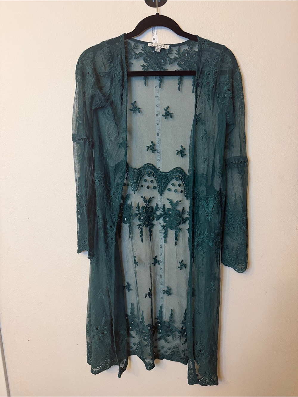 Haute Monde Teal Lace Sheer Long Robe